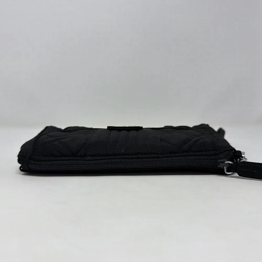 Vera Bradley Black Quilted Turn Lock Wristlet Wallet Clutch Handbag